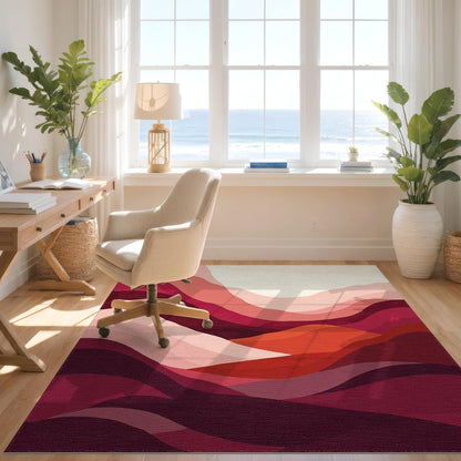 8'x10' Smooth Finish Abstract Abstract Foldable Mat, Blush Pink for Dining Room, Large Office, Lounge, Snag-Free Chair-Friendly Large Carpet | 2136977