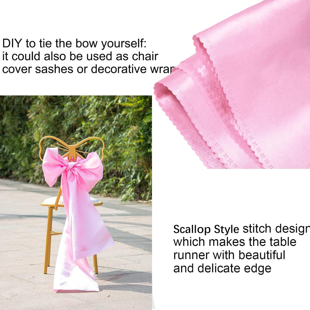 12 Pack Pink Table Runners, Satin Table Runner 12x108 Inches Long, Silk and Smooth Fabric Table Runner for Wedding, Parties, Banquets, Events Decoration
