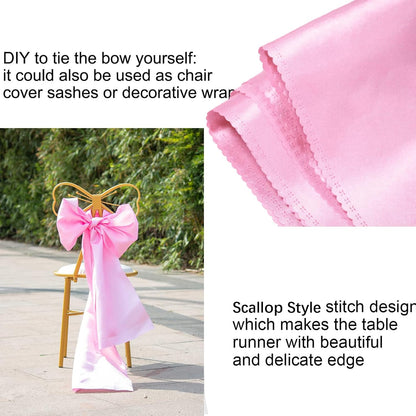 12 Pack Pink Table Runners, Satin Table Runner 12x108 Inches Long, Silk and Smooth Fabric Table Runner for Wedding, Parties, Banquets, Events Decoration