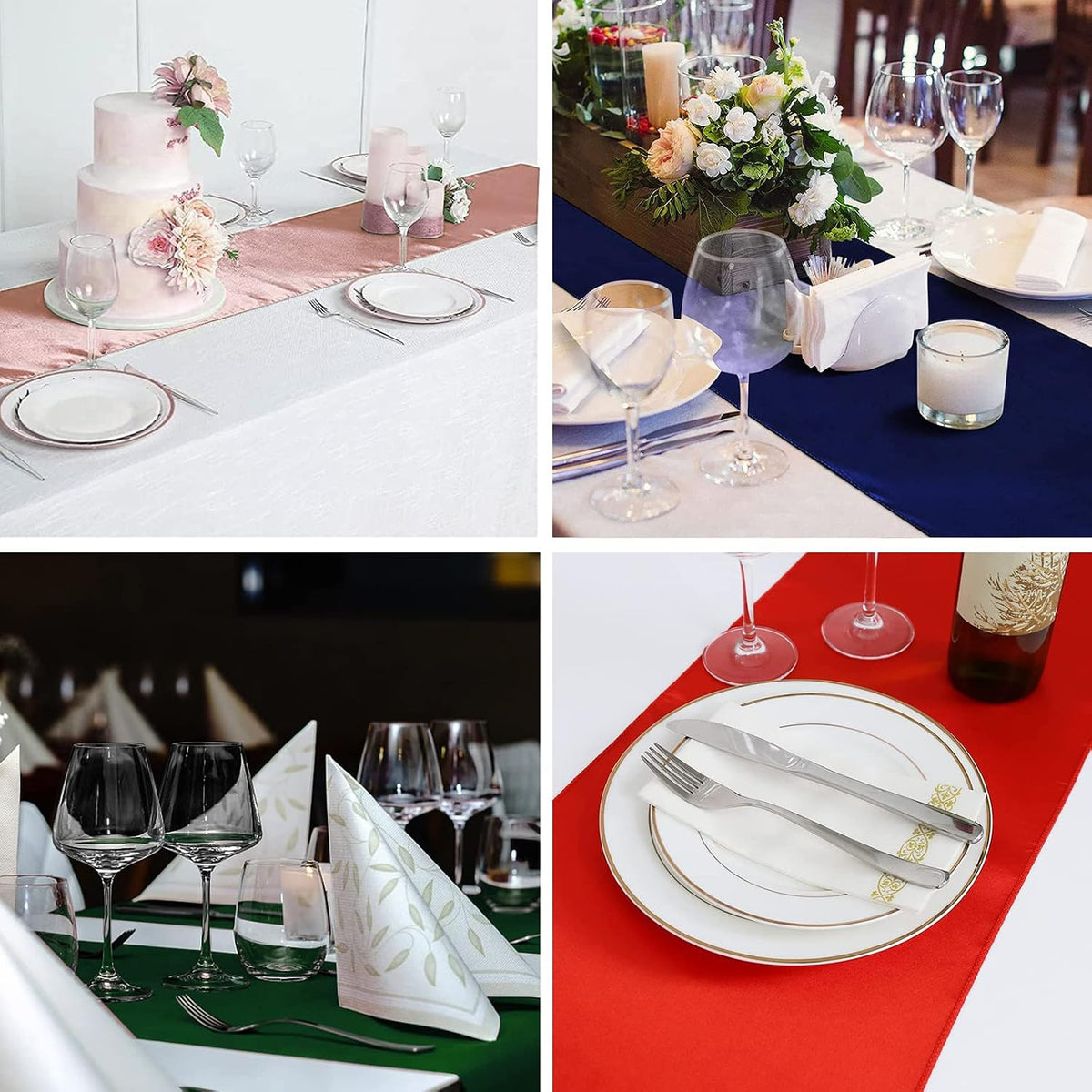 12 Pack Pink Table Runners, Satin Table Runner 12x108 Inches Long, Silk and Smooth Fabric Table Runner for Wedding, Parties, Banquets, Events Decoration