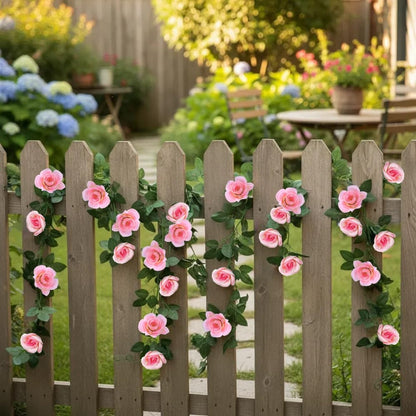 16Ft Artificial Rose Garland Vine (Pink/2PCS)
