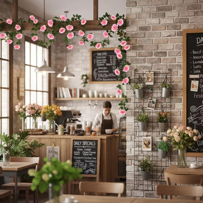 16Ft Artificial Rose Garland Vine (Pink/2PCS)
