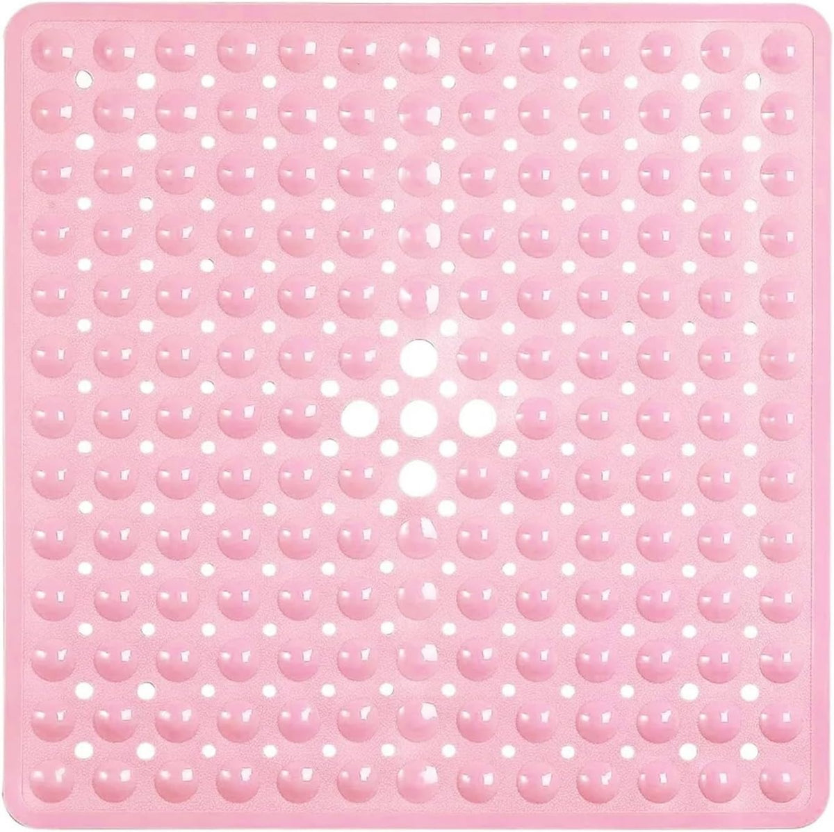 53x53cm Shower Mat Suction Cup PVC Anti Slip Bath Square Floor Pad Non Safety for Bathtub Bathroom Carpet(1x Pink)