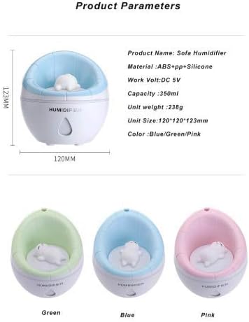 USB Small Sofa Humidifier, Mini Cool Humidifier 350ml Water Volume, One Touch Shut-Off for Home Office Bedroom (Pink)