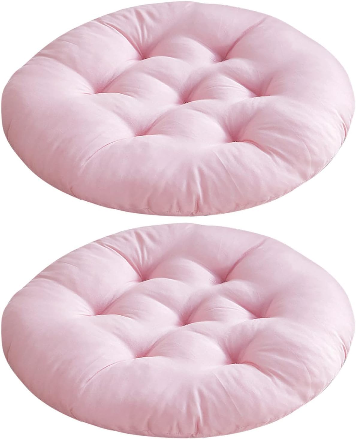 Set of 2 Round Chair Cushion 14"x14" Memory Foam Circular Dining Kitchen Chair Seat Cushion,Non Slip Floor Seat Cushion for Indoor Outdoor Chair Pad (Pink)