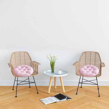 Set of 2 Round Chair Cushion 14"x14" Memory Foam Circular Dining Kitchen Chair Seat Cushion,Non Slip Floor Seat Cushion for Indoor Outdoor Chair Pad (Pink)