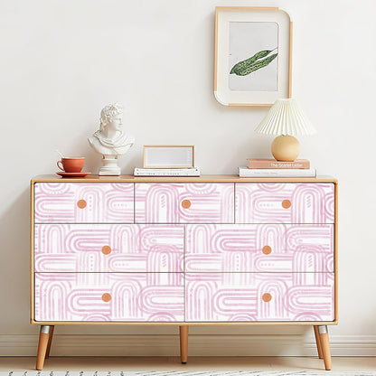Boho Peel and Stick Wallpaper Modern Light Pink Contact Paper 17.3"x 1200" Self-Adhesive Removable Waterproof Geometric Wallpaper Vinyl Roll for Bathroom Bedroom Cabinets Décor