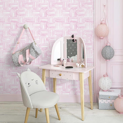 Boho Peel and Stick Wallpaper Modern Light Pink Contact Paper 17.3"x 1200" Self-Adhesive Removable Waterproof Geometric Wallpaper Vinyl Roll for Bathroom Bedroom Cabinets Décor