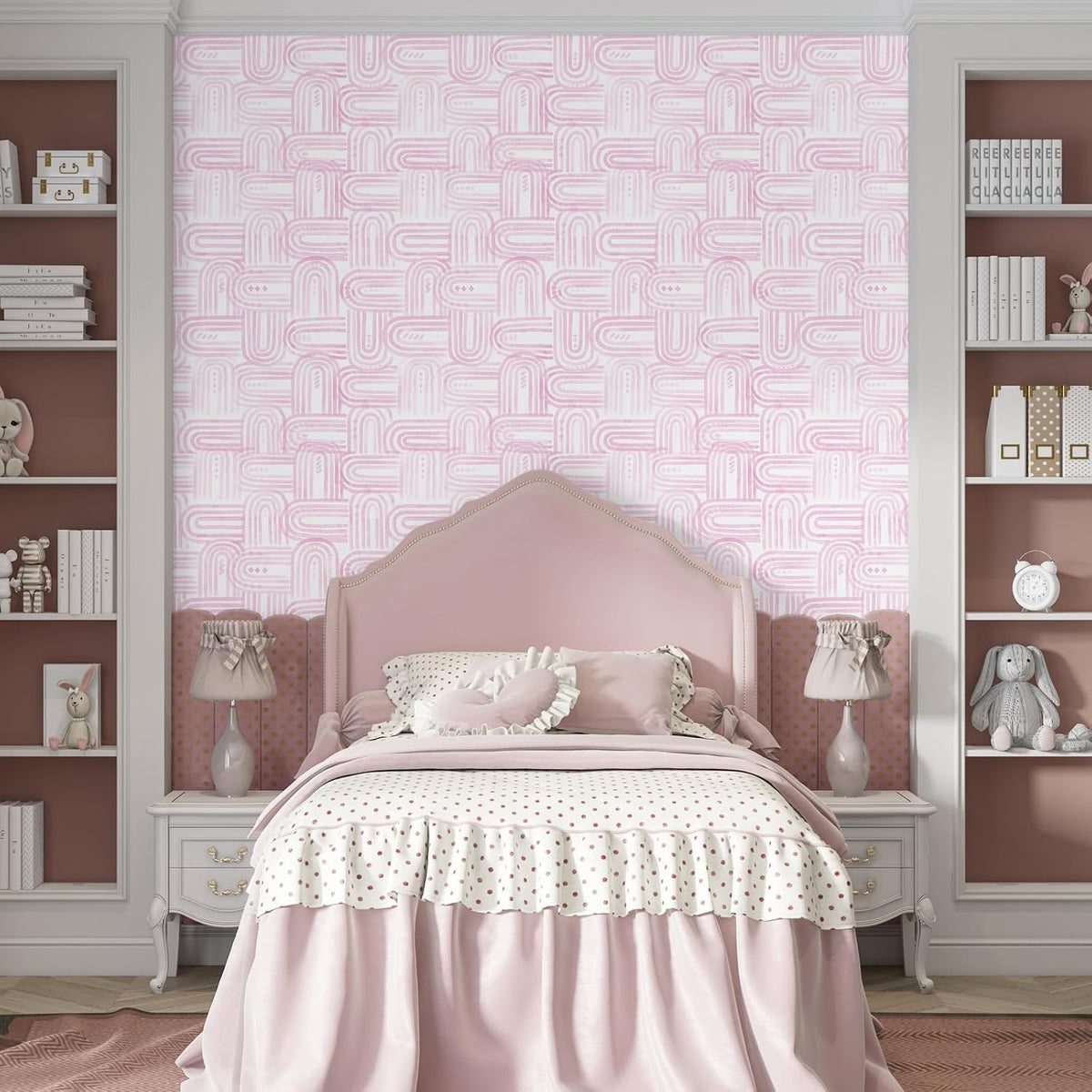 Boho Peel and Stick Wallpaper Modern Light Pink Contact Paper 17.3"x 1200" Self-Adhesive Removable Waterproof Geometric Wallpaper Vinyl Roll for Bathroom Bedroom Cabinets Décor