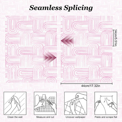 Boho Peel and Stick Wallpaper Modern Light Pink Contact Paper 17.3"x 1200" Self-Adhesive Removable Waterproof Geometric Wallpaper Vinyl Roll for Bathroom Bedroom Cabinets Décor