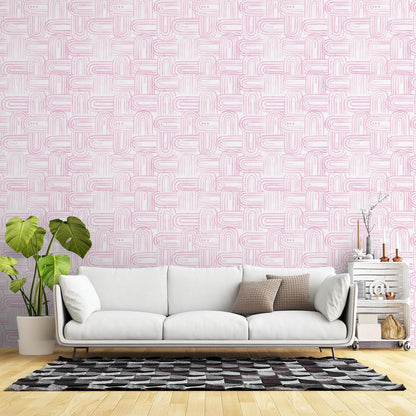 Boho Peel and Stick Wallpaper Modern Light Pink Contact Paper 17.3"x 1200" Self-Adhesive Removable Waterproof Geometric Wallpaper Vinyl Roll for Bathroom Bedroom Cabinets Décor