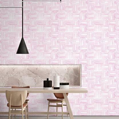 Boho Peel and Stick Wallpaper Modern Light Pink Contact Paper 17.3"x 1200" Self-Adhesive Removable Waterproof Geometric Wallpaper Vinyl Roll for Bathroom Bedroom Cabinets Décor