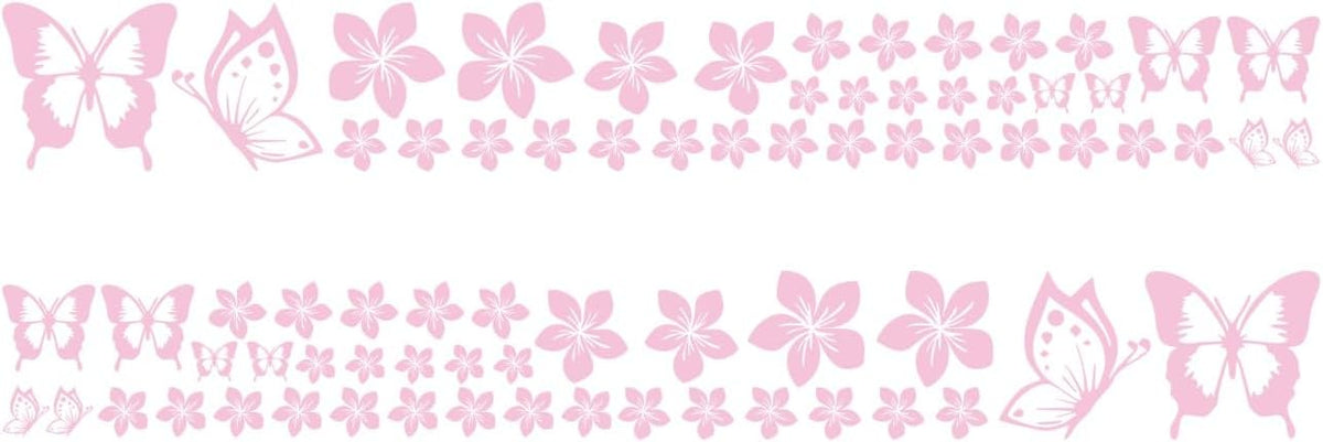 Butterfly Flower Graphic Car Sticker Fun DIY Waterproof Decal for car Door Hood Bumper Windows Motorcycle Laptop Doors and Windows Vinyl Accessories(Pink) 74PCS