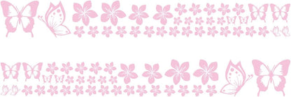 Butterfly Flower Graphic Car Sticker Fun DIY Waterproof Decal for car Door Hood Bumper Windows Motorcycle Laptop Doors and Windows Vinyl Accessories(Pink) 74PCS