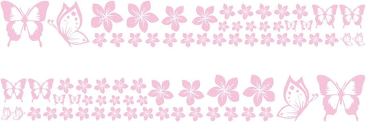 Butterfly Flower Graphic Car Sticker Fun DIY Waterproof Decal for car Door Hood Bumper Windows Motorcycle Laptop Doors and Windows Vinyl Accessories(Pink) 74PCS