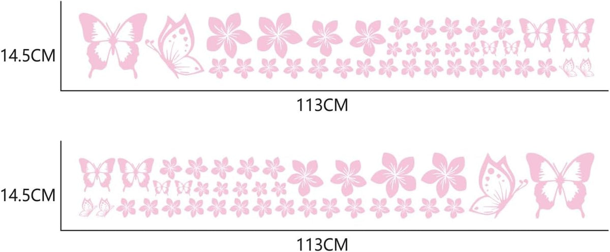 Butterfly Flower Graphic Car Sticker Fun DIY Waterproof Decal for car Door Hood Bumper Windows Motorcycle Laptop Doors and Windows Vinyl Accessories(Pink) 74PCS