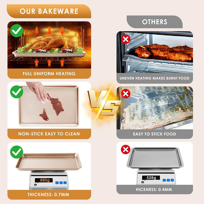 Baking Sheet Pan Set of 3, Nonstick Commercial Cookie Sheets for Baking
