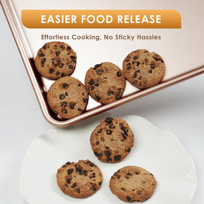 Baking Sheet Pan Set of 3, Nonstick Commercial Cookie Sheets for Baking