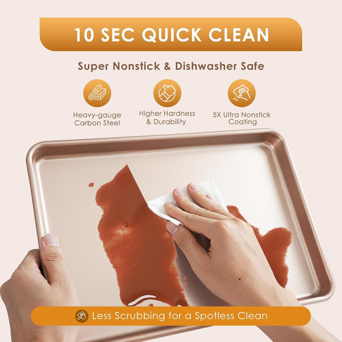 Baking Sheet Pan Set of 3, Nonstick Commercial Cookie Sheets for Baking