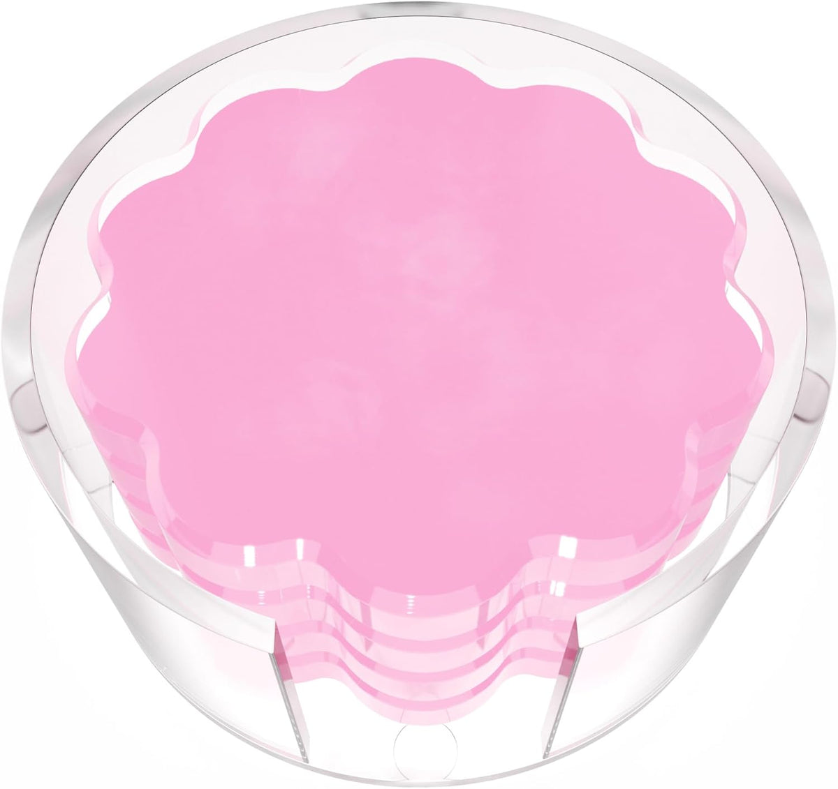 Scalloped Acrylic Drink Coaster Set 4‑Pack with Holder – Pink Minimalist Beverage Coasters, Non‑Slip Table Protector, Modern Housewarming Gift