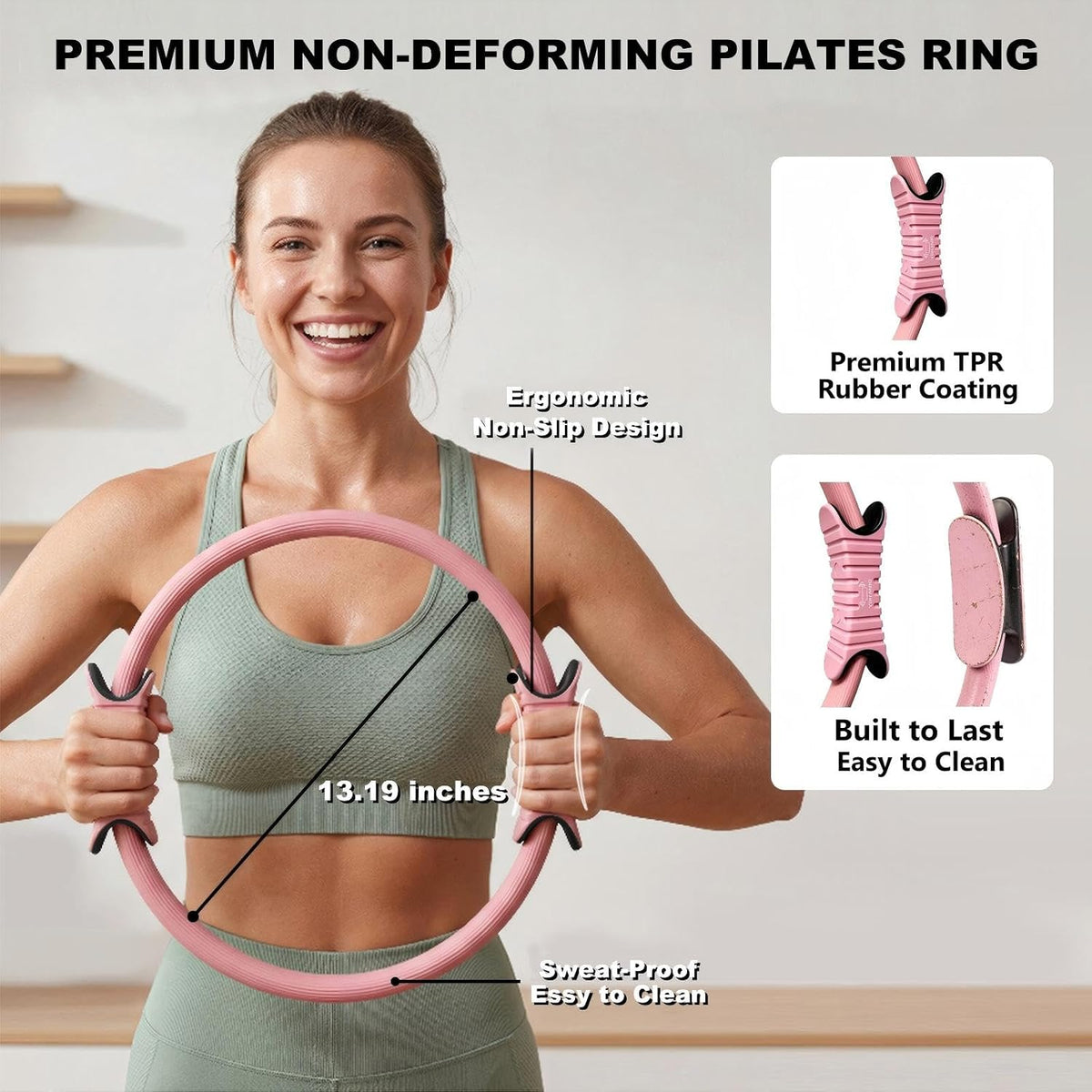 14PCS Pilates Kit for Women,Pilates Circle with TPR-Handle