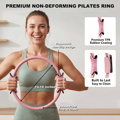 14PCS Pilates Kit for Women,Pilates Circle with TPR-Handle