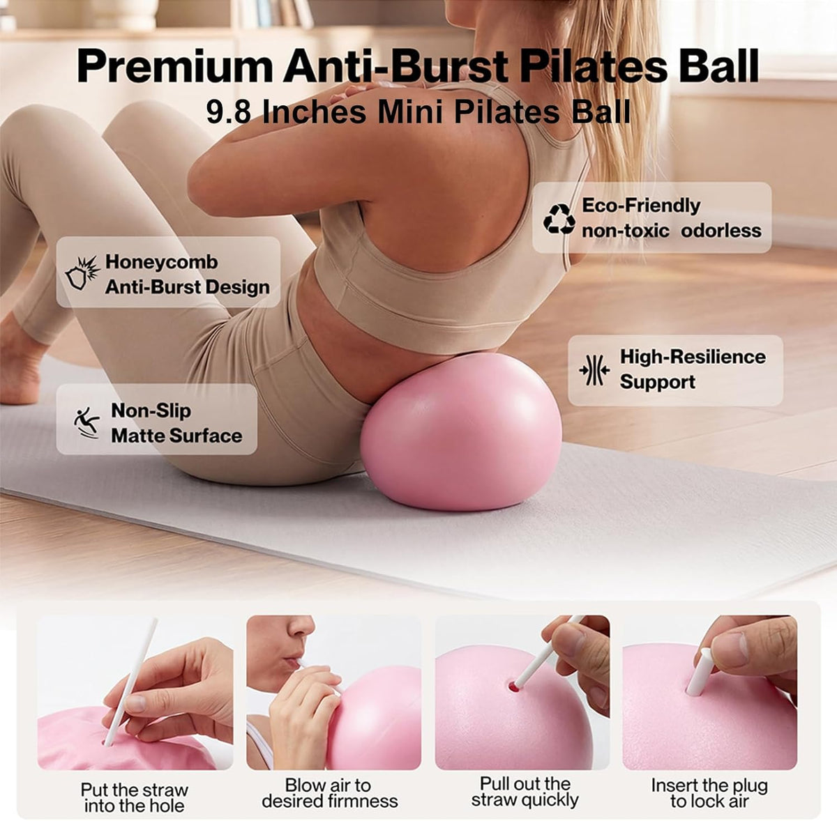 14PCS Pilates Kit for Women,Pilates Circle with TPR-Handle