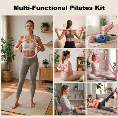 14PCS Pilates Kit for Women,Pilates Circle with TPR-Handle