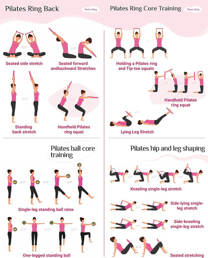 14PCS Pilates Kit for Women,Pilates Circle with TPR-Handle