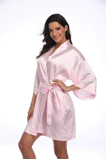 Women's Pure Short Silky Robes Bridesmaid Bride Party Satin Robes Sleepwear