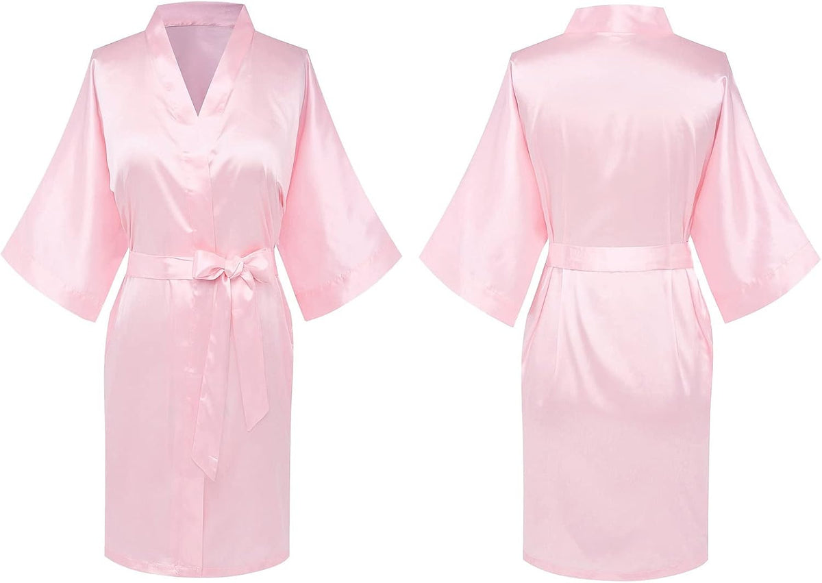 Women's Pure Short Silky Robes Bridesmaid Bride Party Satin Robes Sleepwear