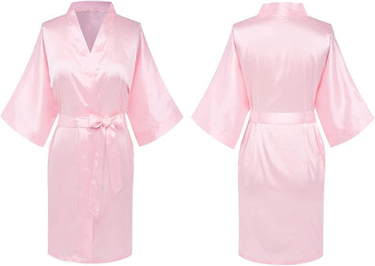 Women's Pure Short Silky Robes Bridesmaid Bride Party Satin Robes Sleepwear