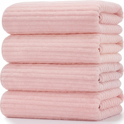 4 Pcs Extra Large Bath Towel 40x80'' Oversized Microfiber Bath Sheet,Pink