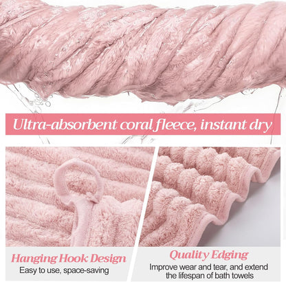 4 Pcs Extra Large Bath Towel 40x80'' Oversized Microfiber Bath Sheet,Pink