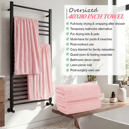 4 Pcs Extra Large Bath Towel 40x80'' Oversized Microfiber Bath Sheet,Pink