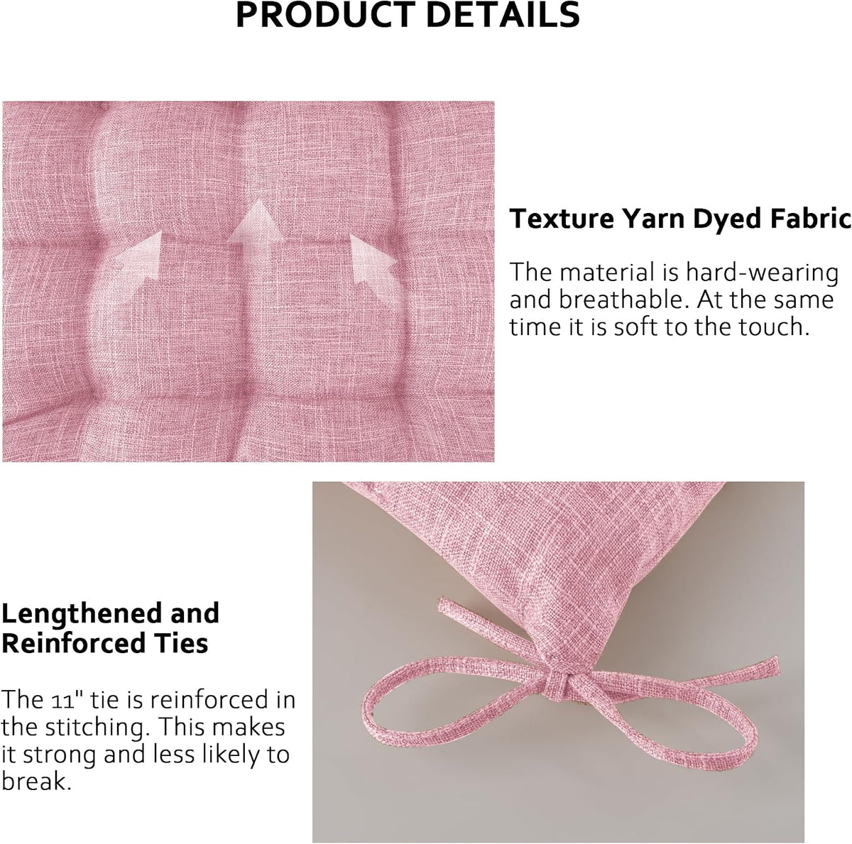 Chair Cushions for Dining Chairs with Textured Fabric Light Pink