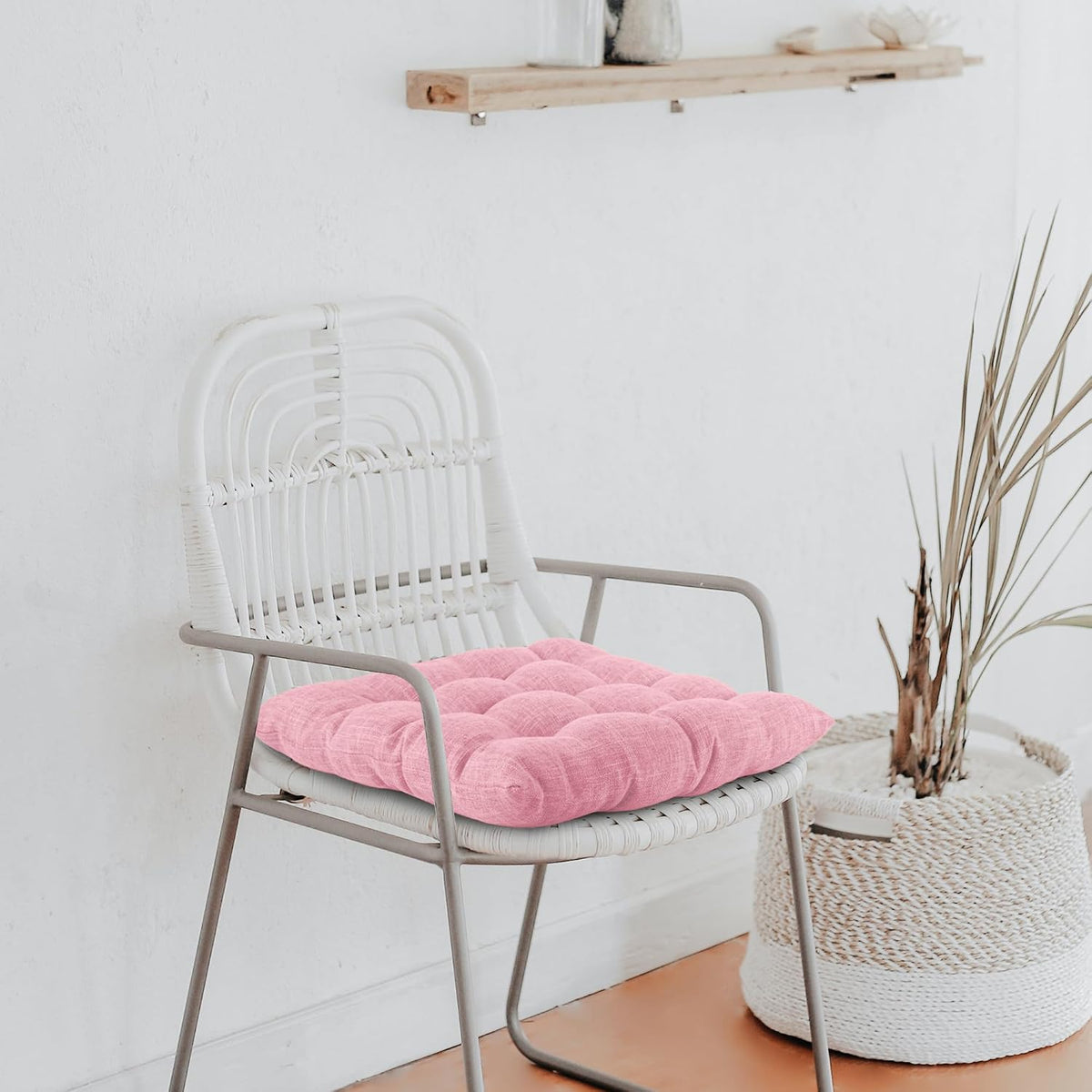 Chair Cushions for Dining Chairs with Textured Fabric Light Pink