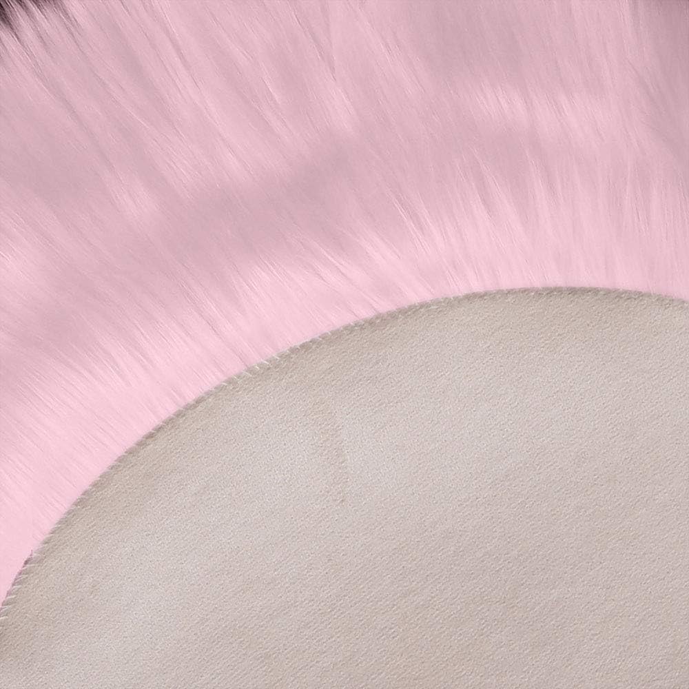 Ultra Soft 2 x 3 Feet Faux Fur Area Rug, Fluffy Shaggy Sheepskin Pink Fuzzy Machine Washable Shag, Nursery Decor Throw Carpet for Bedroom, Kids Room, Living Room