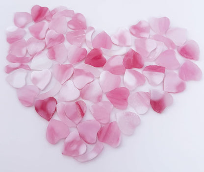 12 Four-Leaf Clover Sets – Transparent Pink Hand-Cut Stained Glass Mosaic Tiles – Heart-Shaped Pieces for Petals & Leaves in DIY Crafts & Art Projects