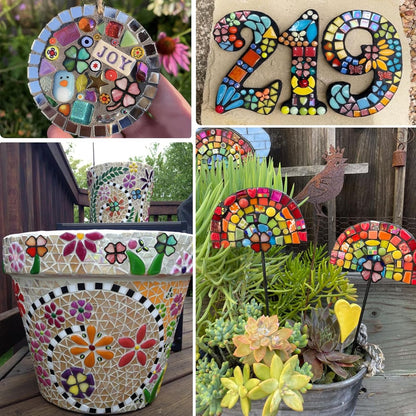 12 Four-Leaf Clover Sets – Transparent Pink Hand-Cut Stained Glass Mosaic Tiles – Heart-Shaped Pieces for Petals & Leaves in DIY Crafts & Art Projects