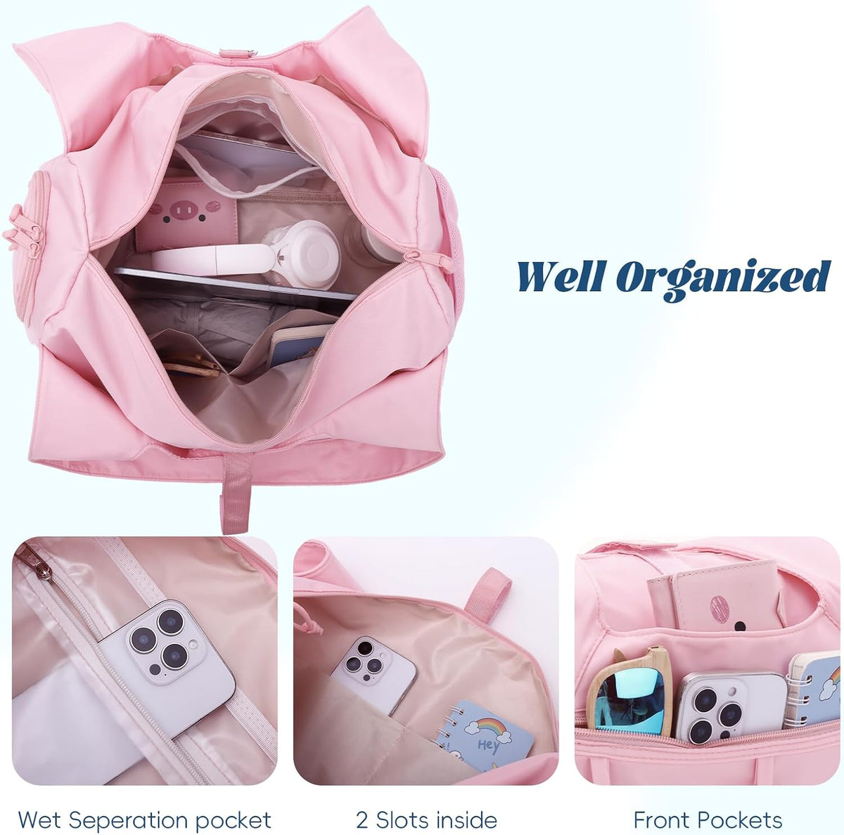 Gym Bag for Women Sports Duffel Bag Lightweight Yoga Tote Travel Carry On Handbag with Shoes Compartment