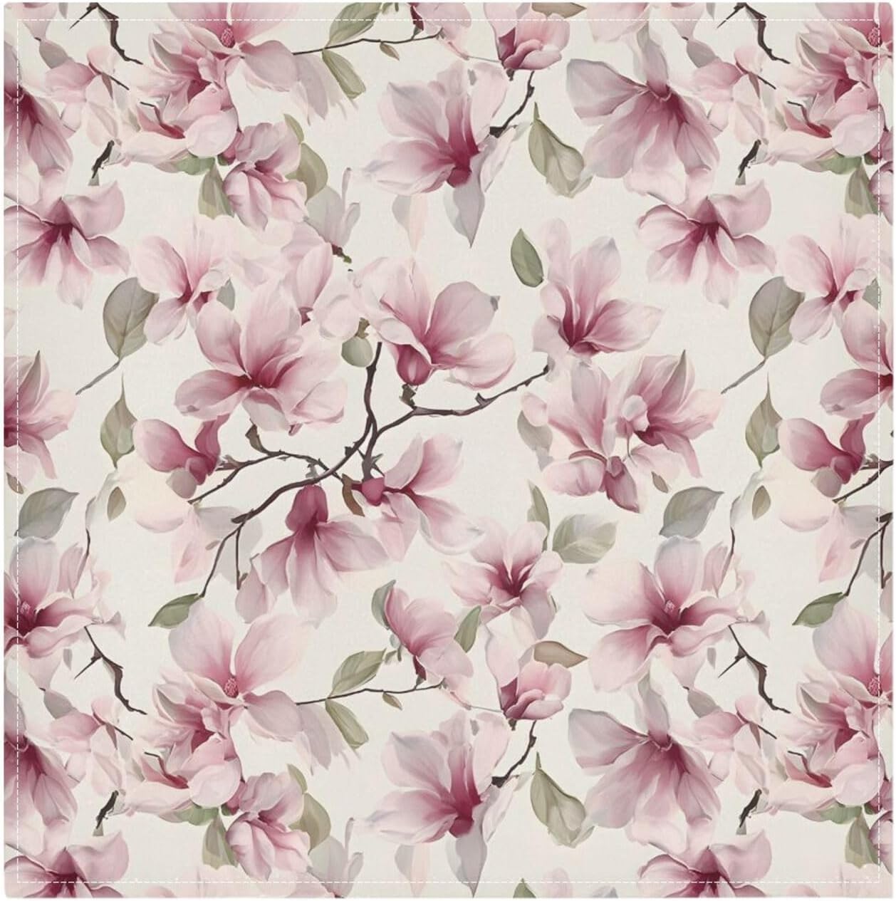 Pink Flower Pattern Cloth Napkins Soft Comfortable Reusable Table Cloth Napkins for Dinner Wedding Festivals Parties, 20x20 inches