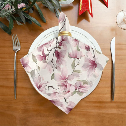 Pink Flower Pattern Cloth Napkins Soft Comfortable Reusable Table Cloth Napkins for Dinner Wedding Festivals Parties, 20x20 inches