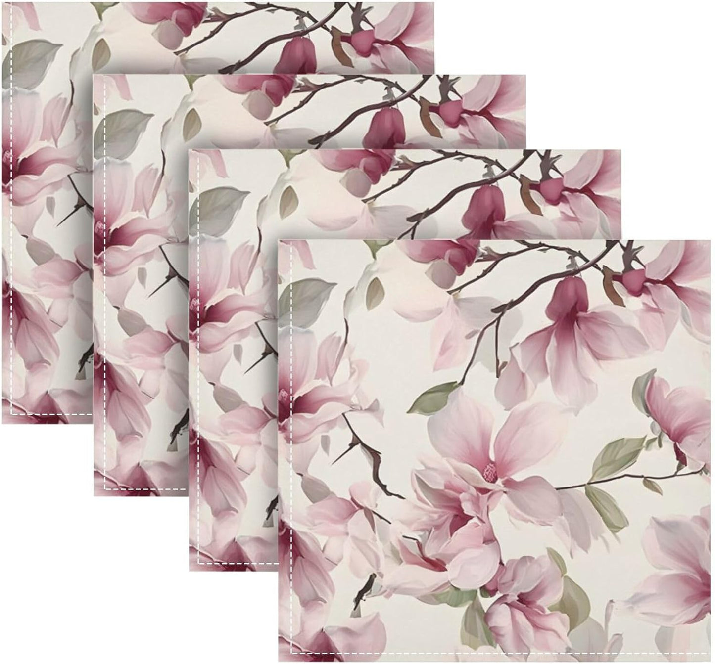 Pink Flower Pattern Cloth Napkins Soft Comfortable Reusable Table Cloth Napkins for Dinner Wedding Festivals Parties, 20x20 inches