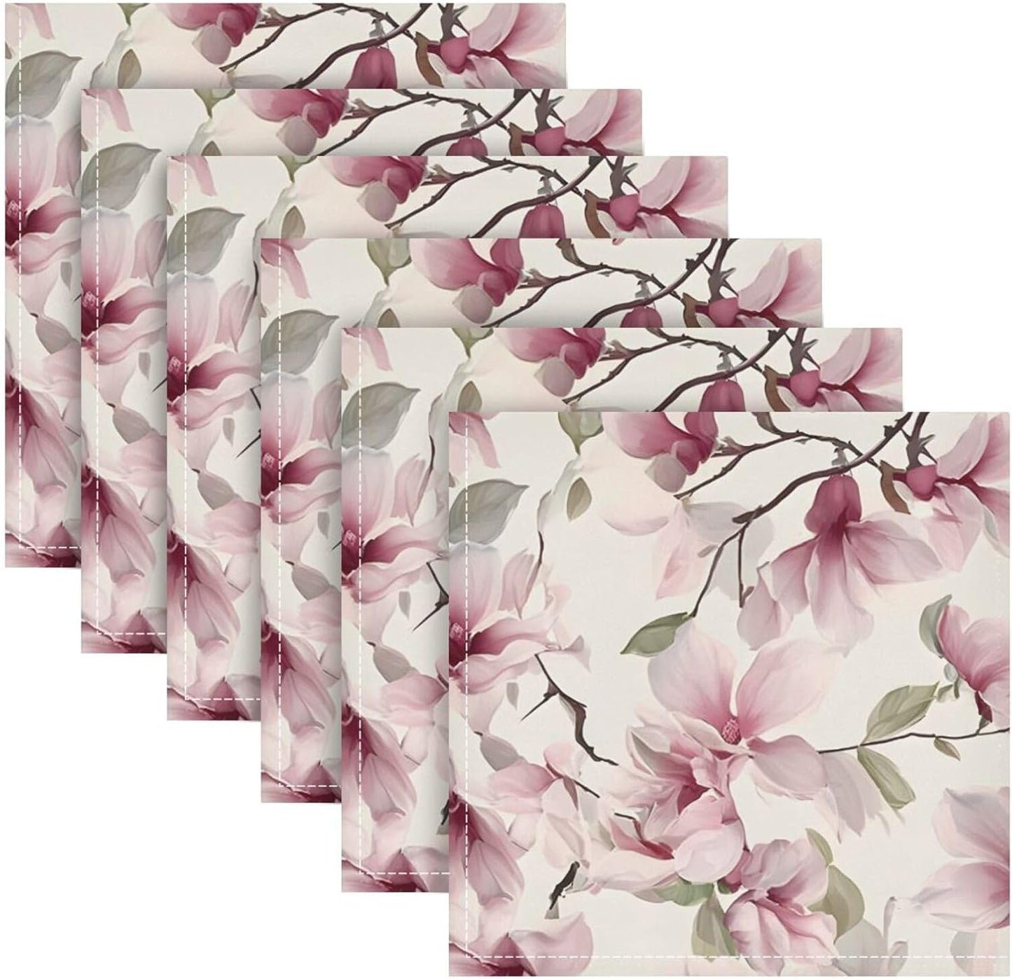 Pink Flower Pattern Cloth Napkins Soft Comfortable Reusable Table Cloth Napkins for Dinner Wedding Festivals Parties, 20x20 inches