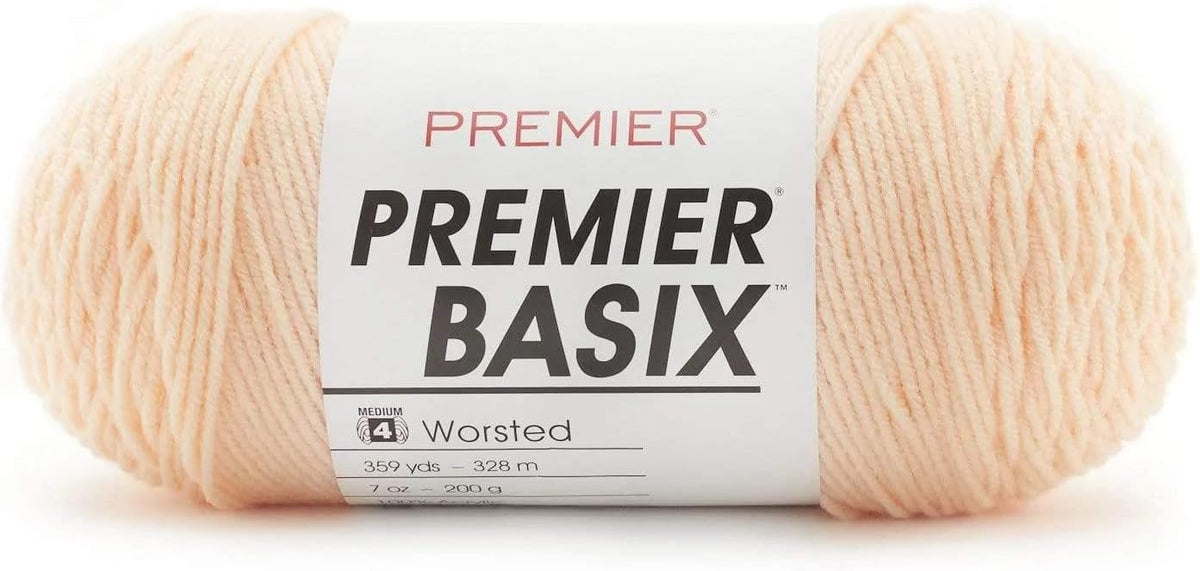 Basix Worsted Yarn, Made of Acrylic, Ideal for Crocheting and Knitting, Apricot, 7 oz, 359 Yards
