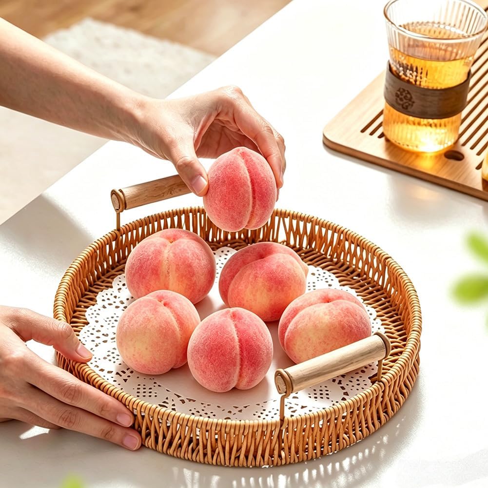 12 Pcs Fake Peaches Artificial Fruits Vivid Pink Peach Lifelike Decorative Fruit Model for Home Kitchen Cabinet Decoration Table Display Supermarket Photography Props
