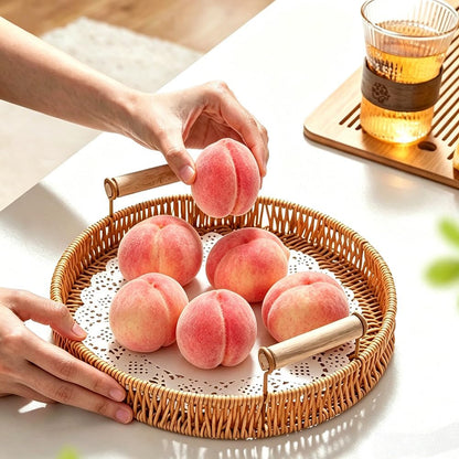 12 Pcs Fake Peaches Artificial Fruits Vivid Pink Peach Lifelike Decorative Fruit Model for Home Kitchen Cabinet Decoration Table Display Supermarket Photography Props