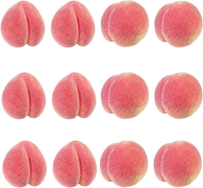 12 Pcs Fake Peaches Artificial Fruits Vivid Pink Peach Lifelike Decorative Fruit Model for Home Kitchen Cabinet Decoration Table Display Supermarket Photography Props