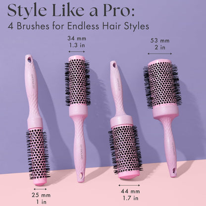 Round Brush Set for Blow Out 4 Brushes for Voluminous Blowouts